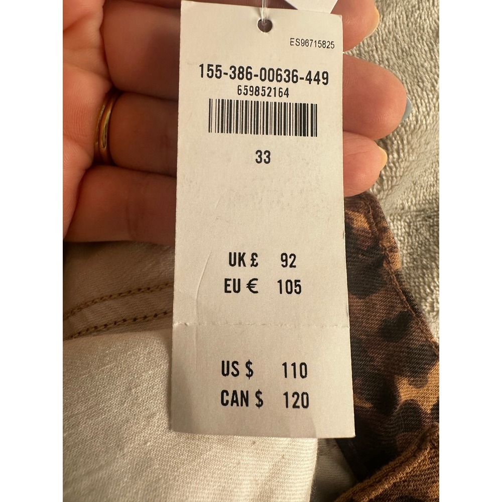NEW Abercrombie Fitch Slouchy Jeans Womens 33 Brown Leopard Print Mid Rise Denim - Picture 3 of 12